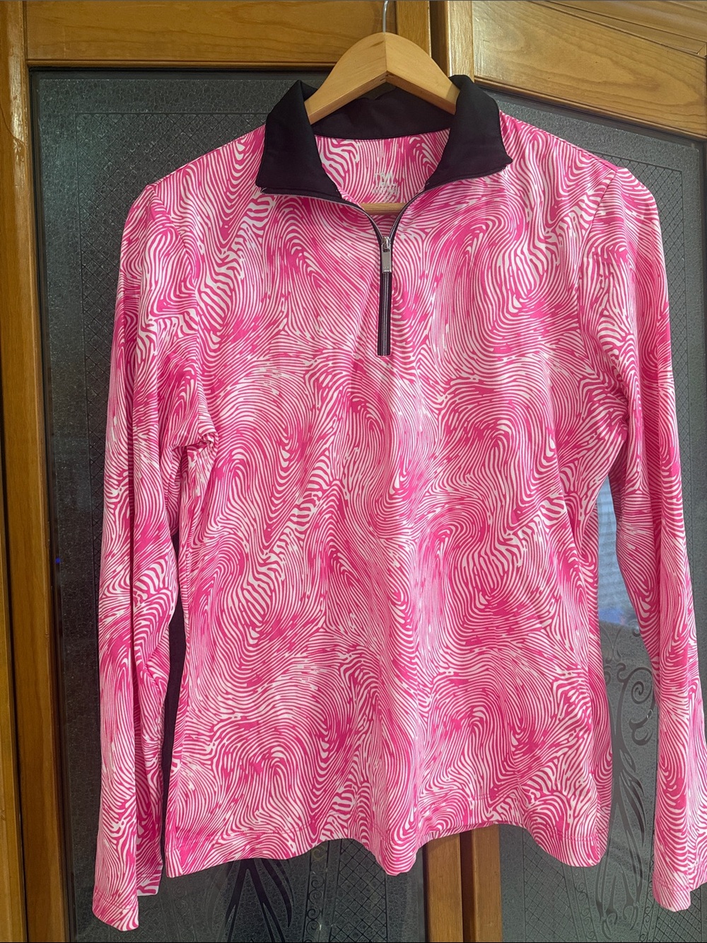 Tail White Label Women's Pink Long-Sleeve Quarter-Zip Performance Top Golf Med